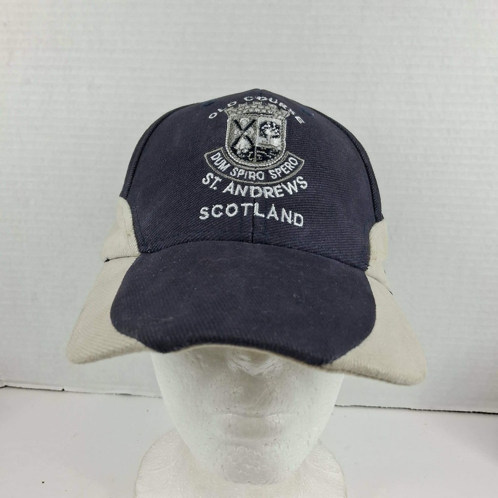 Heritage of Scotland St Andrews Old Course Golf Hat Navy Blue Tan Strapback Cap